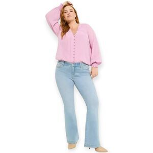 4X 26W Torrid Purple Blouse V Neck Button Front Long Sleeve Sheer Georgette NWT